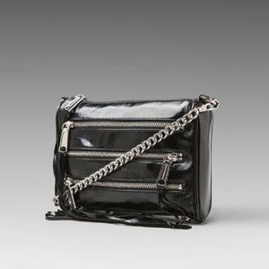 Rebecca Minkoff Mini 5 Zip Black Patent Crossbody